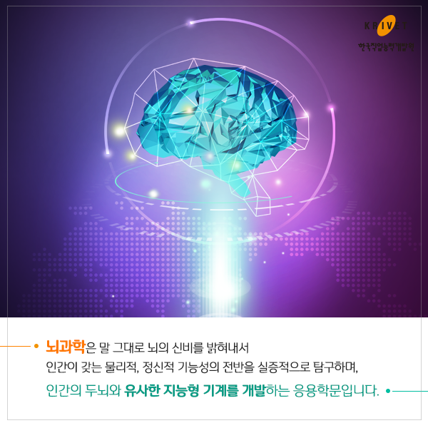 뇌과학은 말 그대로 뇌의 신비를 밝혀내서 인간이 갖는 물리적, 정신적 기능성의 전반을 실증적으로 탐구하며, 인간의 두뇌와 유사한 지능형 기계를 개발하는 응용학문입니다.