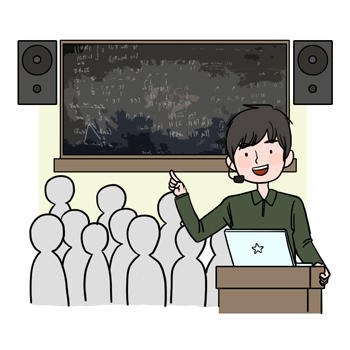 교수의 설명을 돕기 위한 일러스트